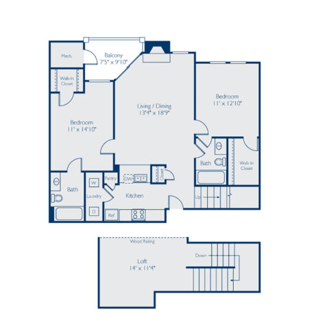 FLOOR PLAN 4 - The Providence 2B2B Loft